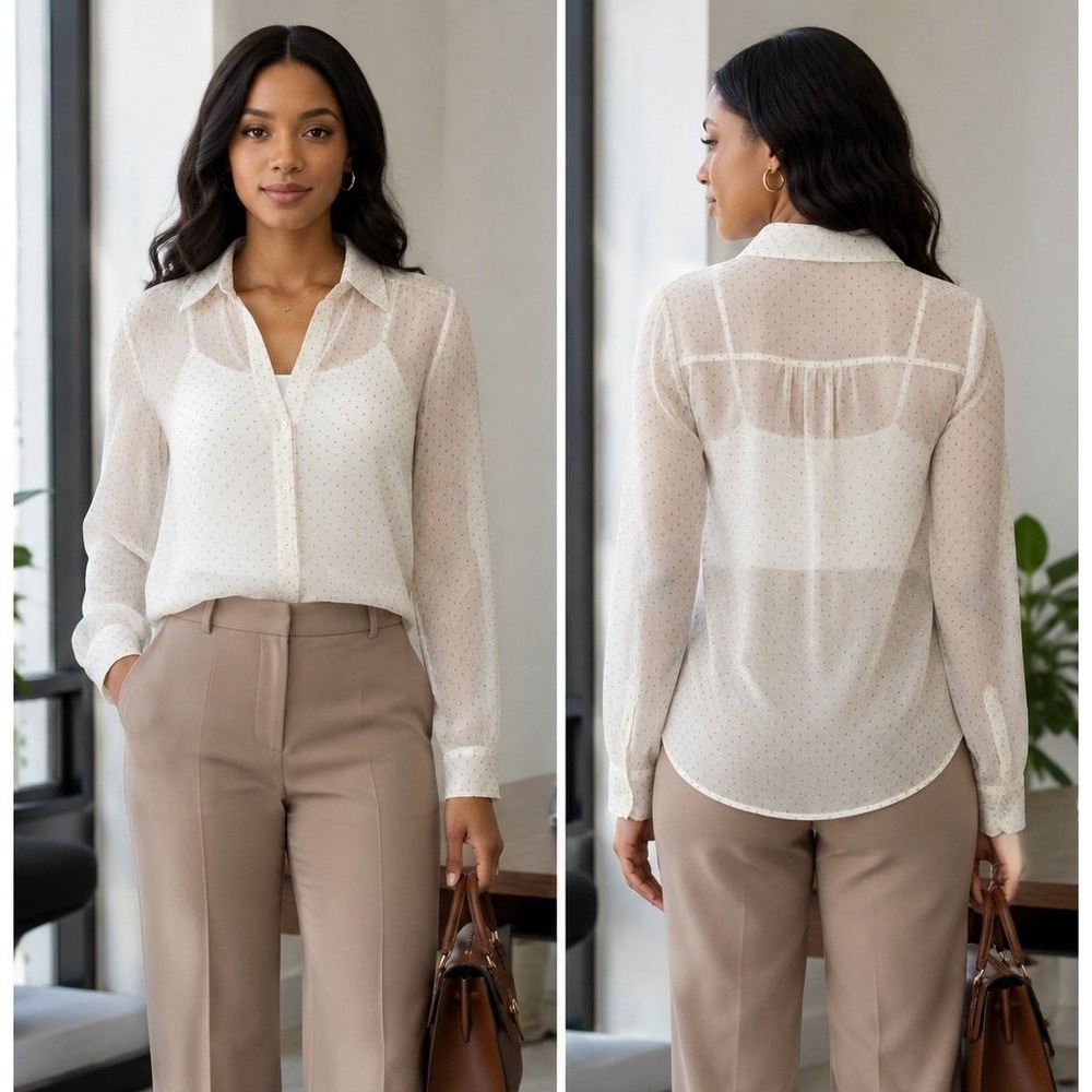 J. Crew Cream Polka dot Blouse (sz. 14)